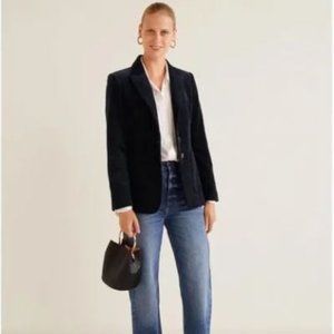 MANGO SUIT CORDUROY NAVY STRUCTURED BLAZER